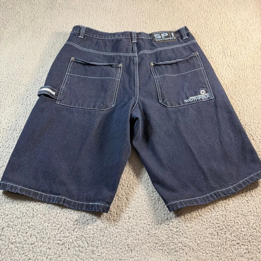 Southpole Mens Baggy Denim Carpenter Shorts Indigo Blue Y2K Hip Hop Size 38